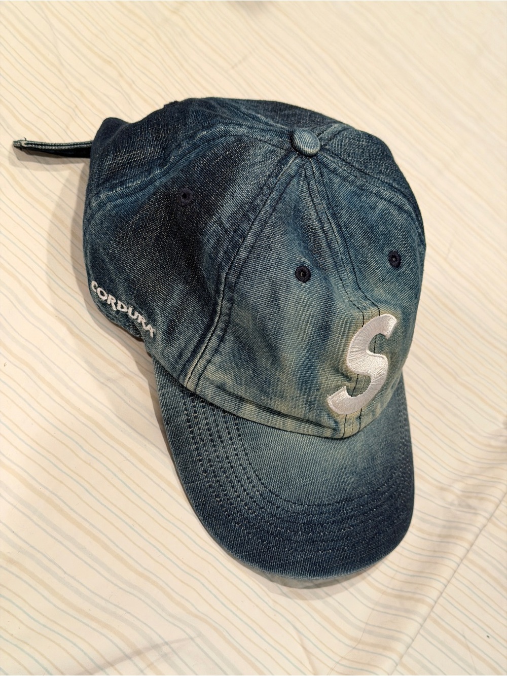 Supreme Blue SS24 Cordura Denim S Logo 6-Panel cap